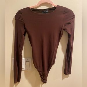 White Fox Long Sleeve Brown Body Suit XS